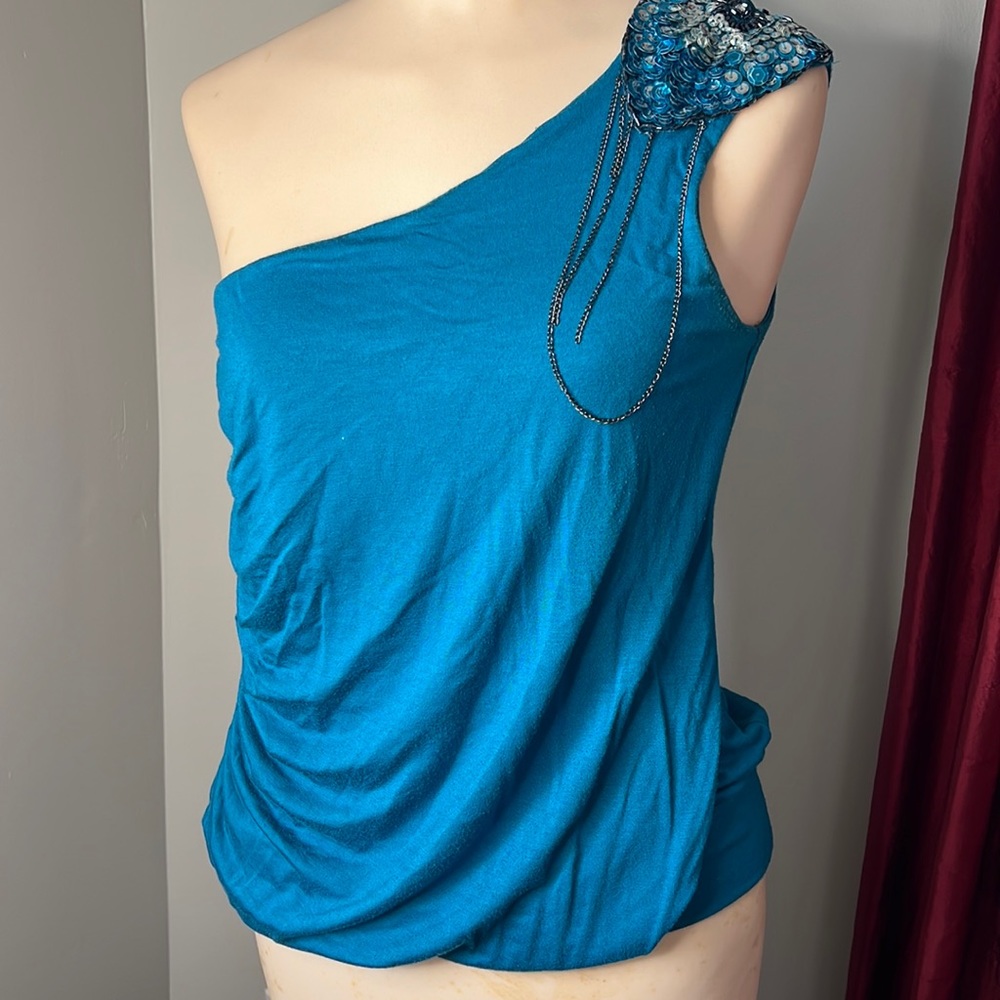 Charming Charlie turquoise off shoulder top